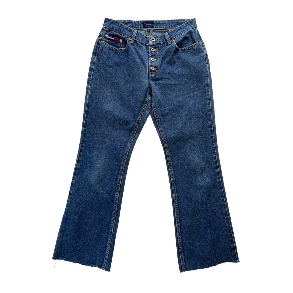 TOMMY HILFIGER JEANS Vintage Denim Y2K Button Fly Mid Rise Flare Bootcut Jeans 7